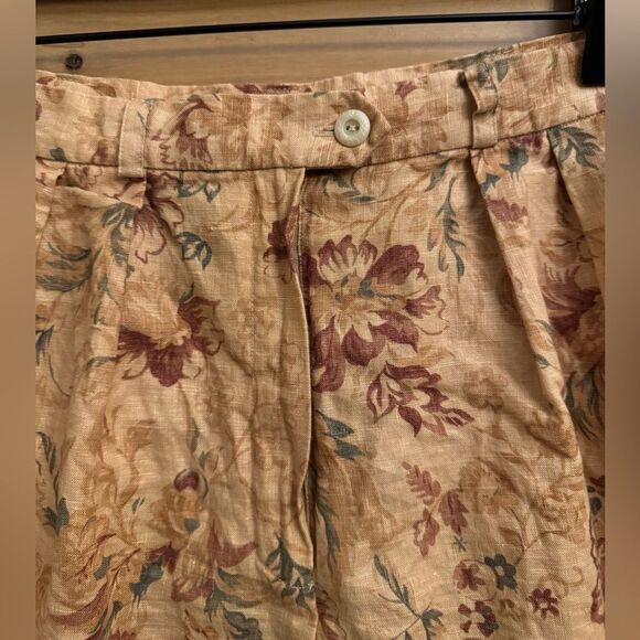 Vintage Lauren Ralph Lauren Size Small High Rise Linen Floral Print Short - Picture 3 of 9